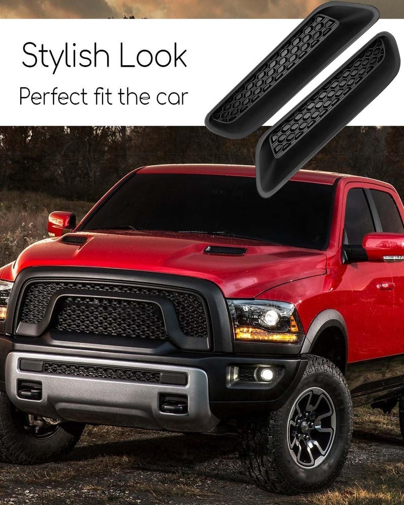 PNYZIK Upgraded Left and Right Hood Vent Covers Fit for Dodge Ram 1500 2500 3500 2010-2019 Replace 68324991AA 68324990AA, Engine Sides Hood Air Vent Outlet Cover, Black Rust Proof Colorfast Hood Bezels - Image 4